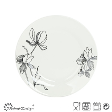 Porcelana branca com Decal Flor Sobremesa Placa